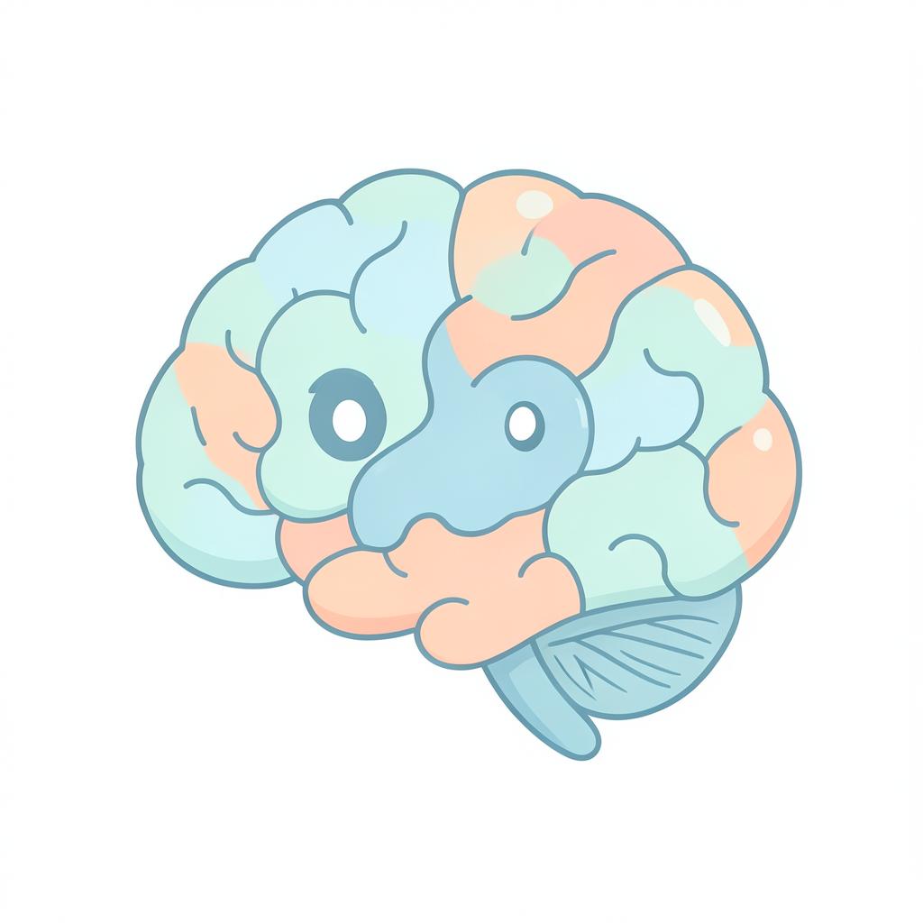 Friendly AI brain illustration made of soft data nodes and flowing wave lines